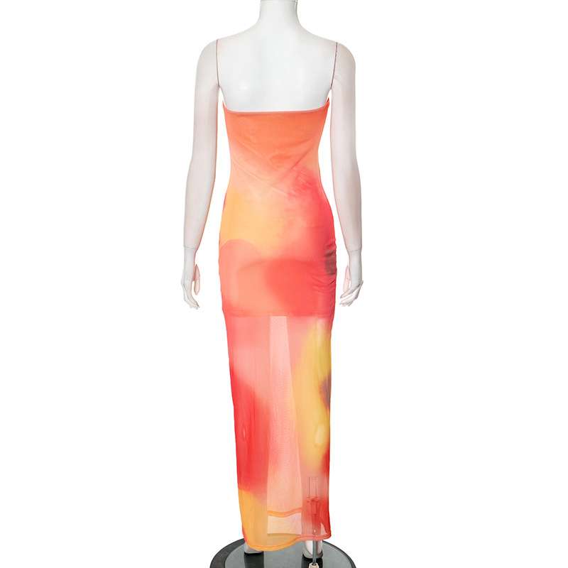 Elegant Tie-Dye Strapless Maxi Dress image 4