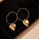 Gold Heart Charm Hoop Earrings image 3