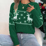 Festive Reindeer Christmas Sweater - L, Green image