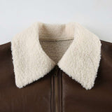 Fur Trim Collar Zipper Bomber Jacket image 3