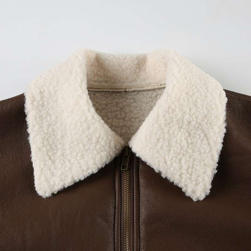 Fur Trim Collar Zipper Bomber Jacket image 3