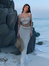 Knit Cut-Out Beach Maxi Set image 3