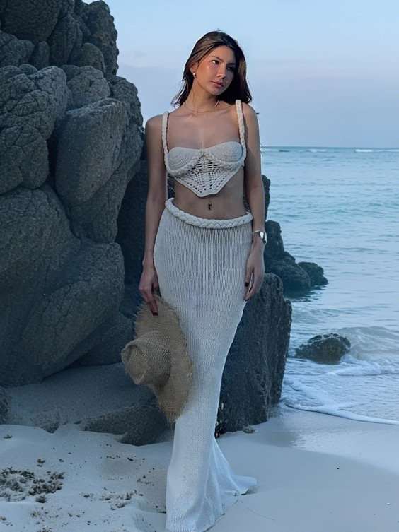 Knit Cut-Out Beach Maxi Set image 3