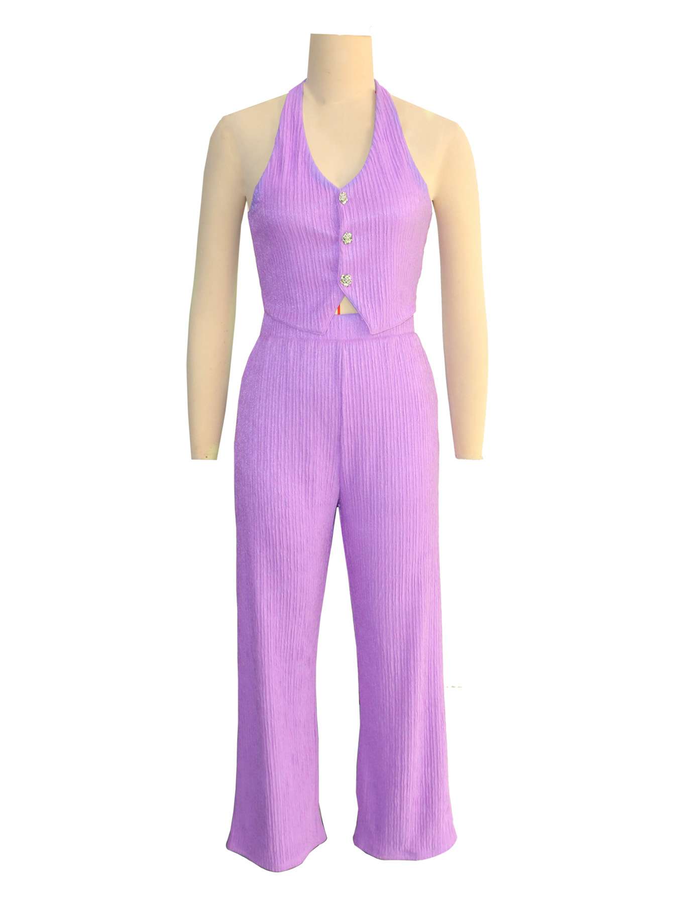 Ribbed Two-Piece Set with Button Details image 1