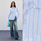 Oversized Striped Button-Down Shirt image 2