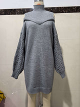 Oversized Cold-Shoulder Knit Sweater Dress image 5