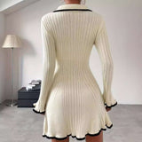Elegant Ribbed V Neck Button Down Dress image 4