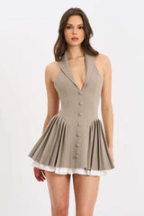 Sleeveless Button-Front Pleated Dress image 0