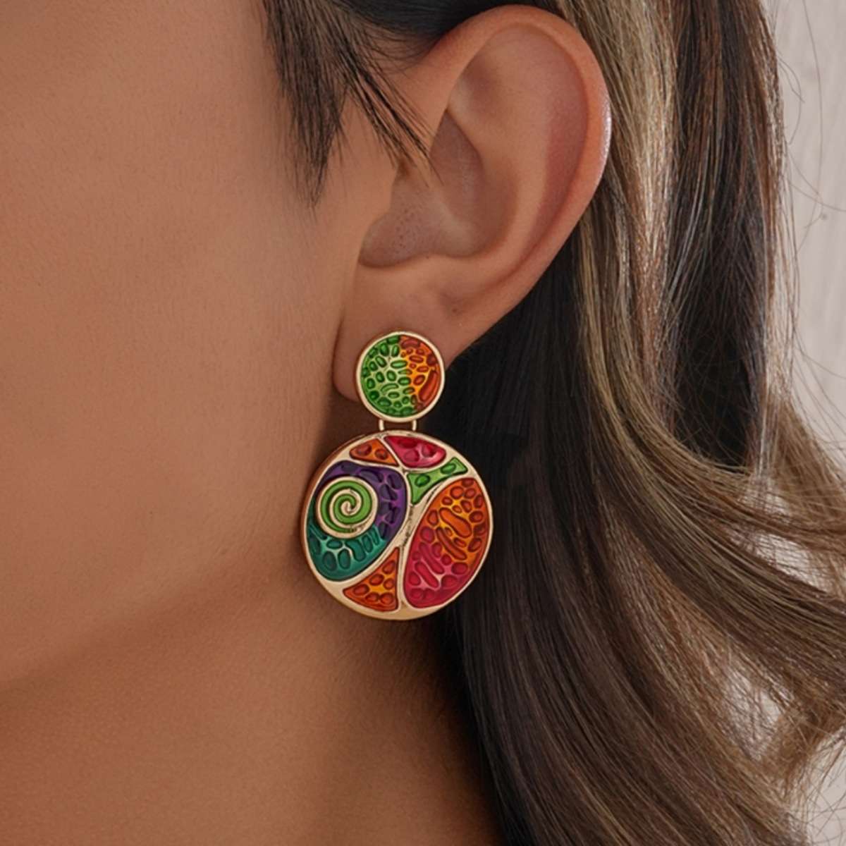 Vibrant Abstract Colorful Earrings image 2