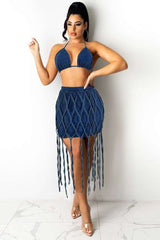 Bra Top & Fringe Skirt Two-Piece Set image 0