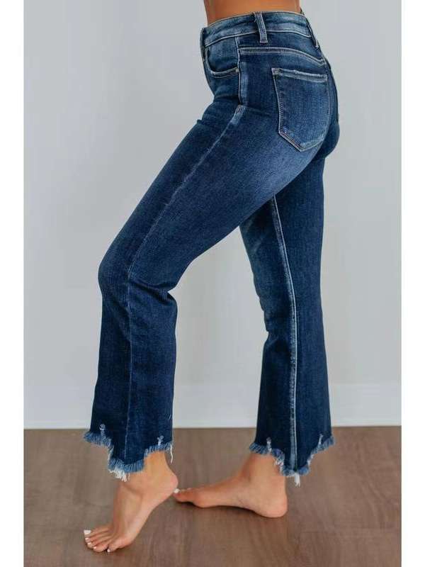 High-Waisted Frayed Hem Jeans image 2