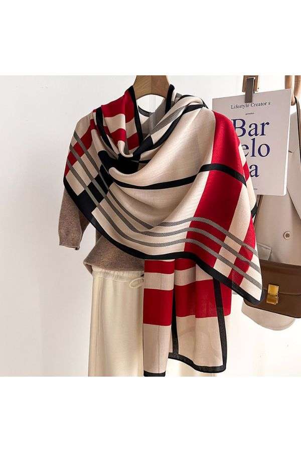 Color Block Striped Scarf Shawl image 1
