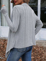 Cozy Gray Open-Front Ribbed Cardigan image 4
