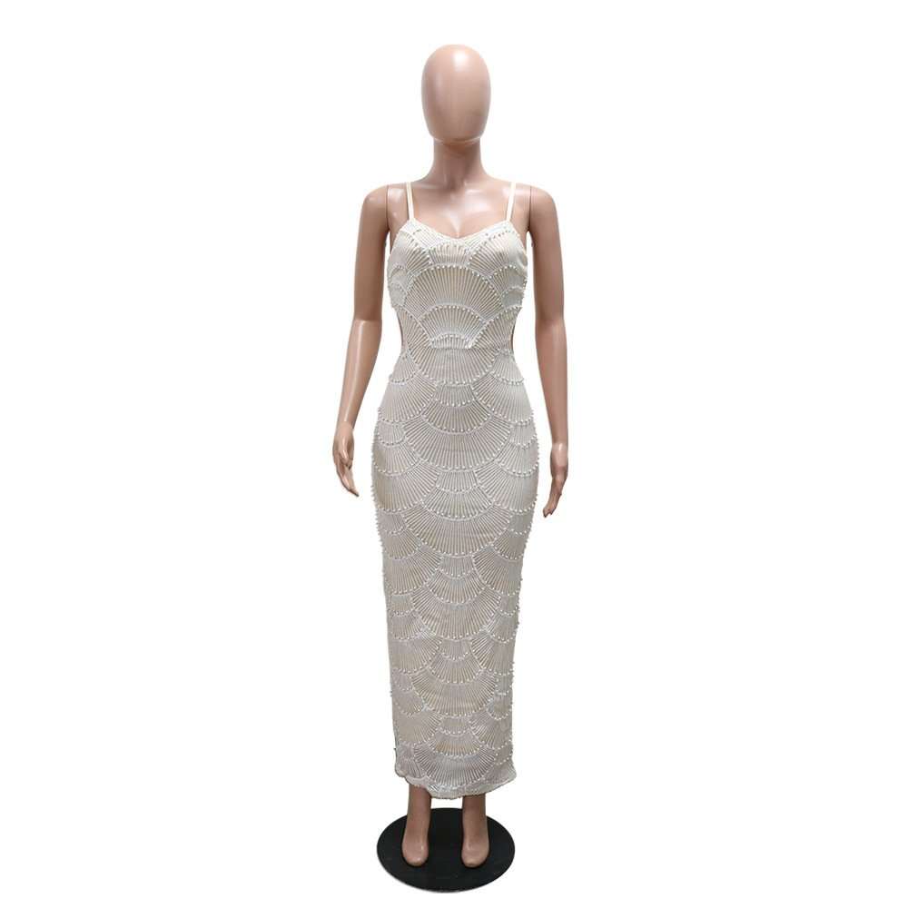 Elegant Cutout Midi Dress - S, White image
