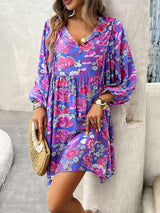 Floral Print Tie-Up Neck Pleated Dress image 0