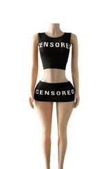 Black Censored Two-Piece Athletic Set image 2