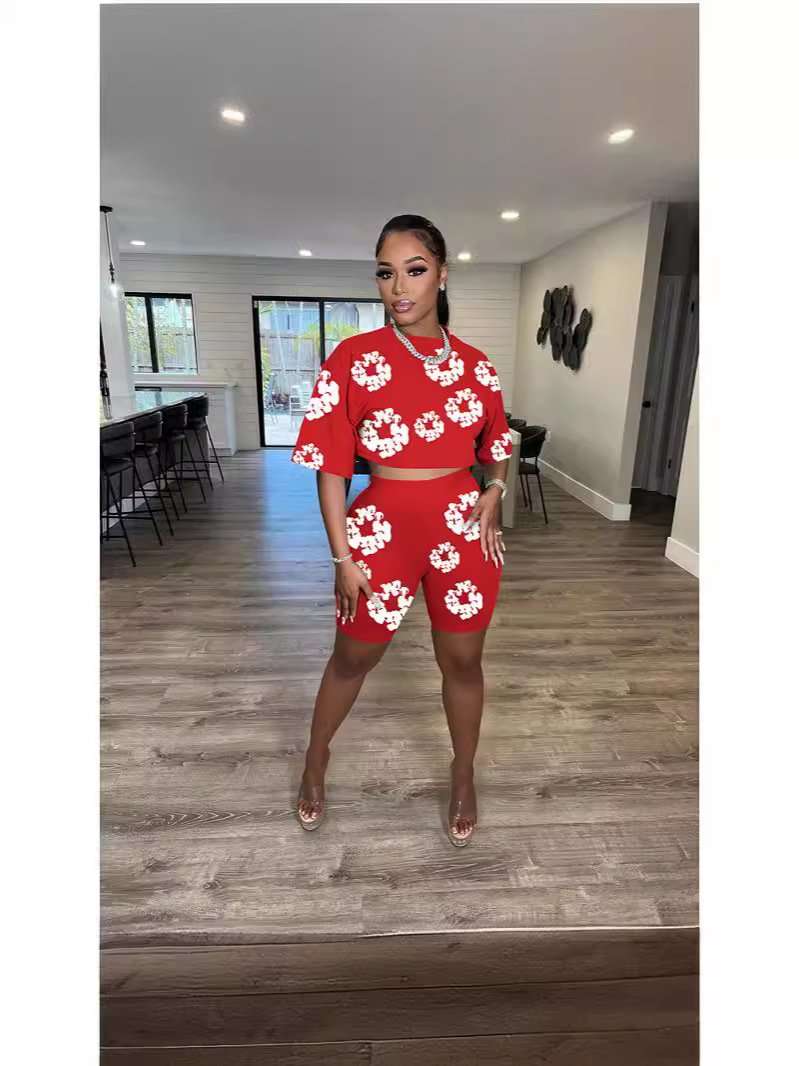 Abstract Print Two-Piece Set - M, Red image