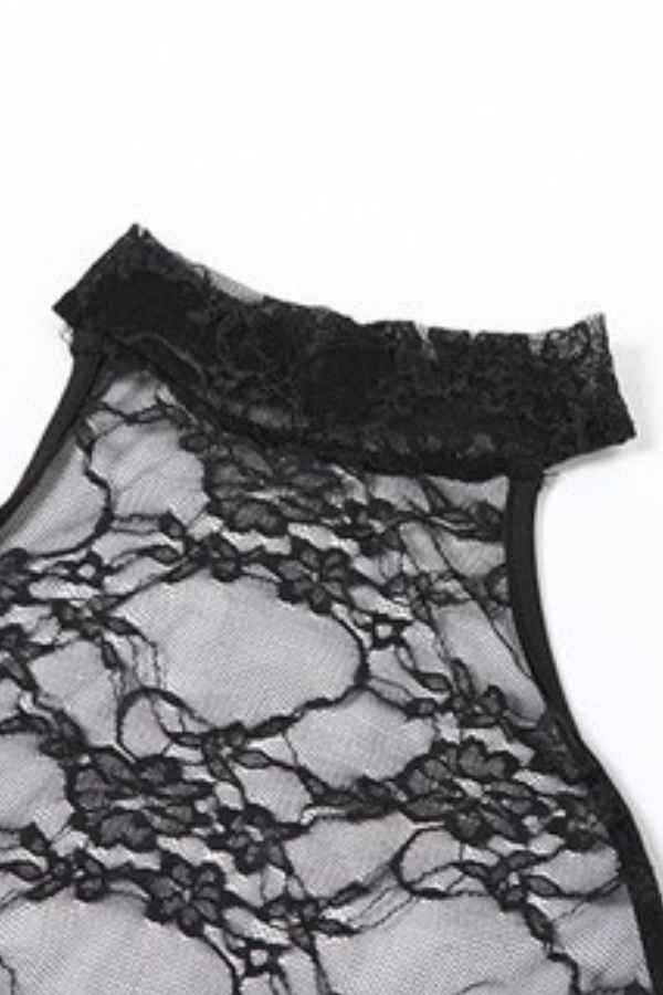 Sexy See-Through Mesh Open Back Glove Detail Jumpsuit image 5