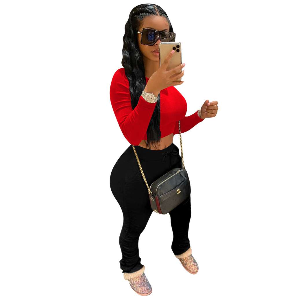 Solid Patchwork Pencil Pants image 4