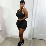 Sleeveless Ribbed Shorts Set - S, Black image