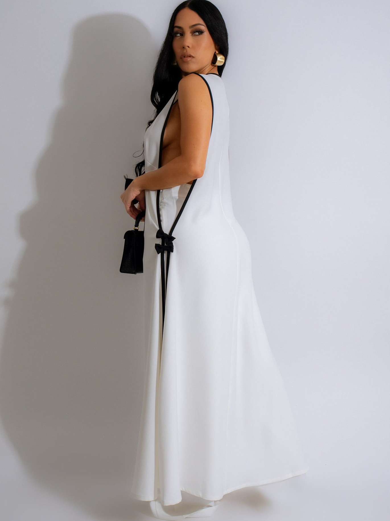 Contrast Trim Longline Coat and Wide Leg Pants Set image 4