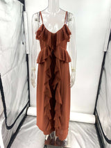 Ruffled V-Neck Wide-Leg Jumpsuit image 2