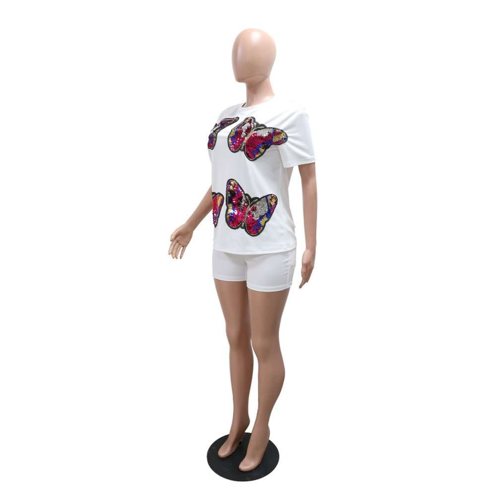 Sequin Lips Graphic T-Shirt & Shorts Set image 4