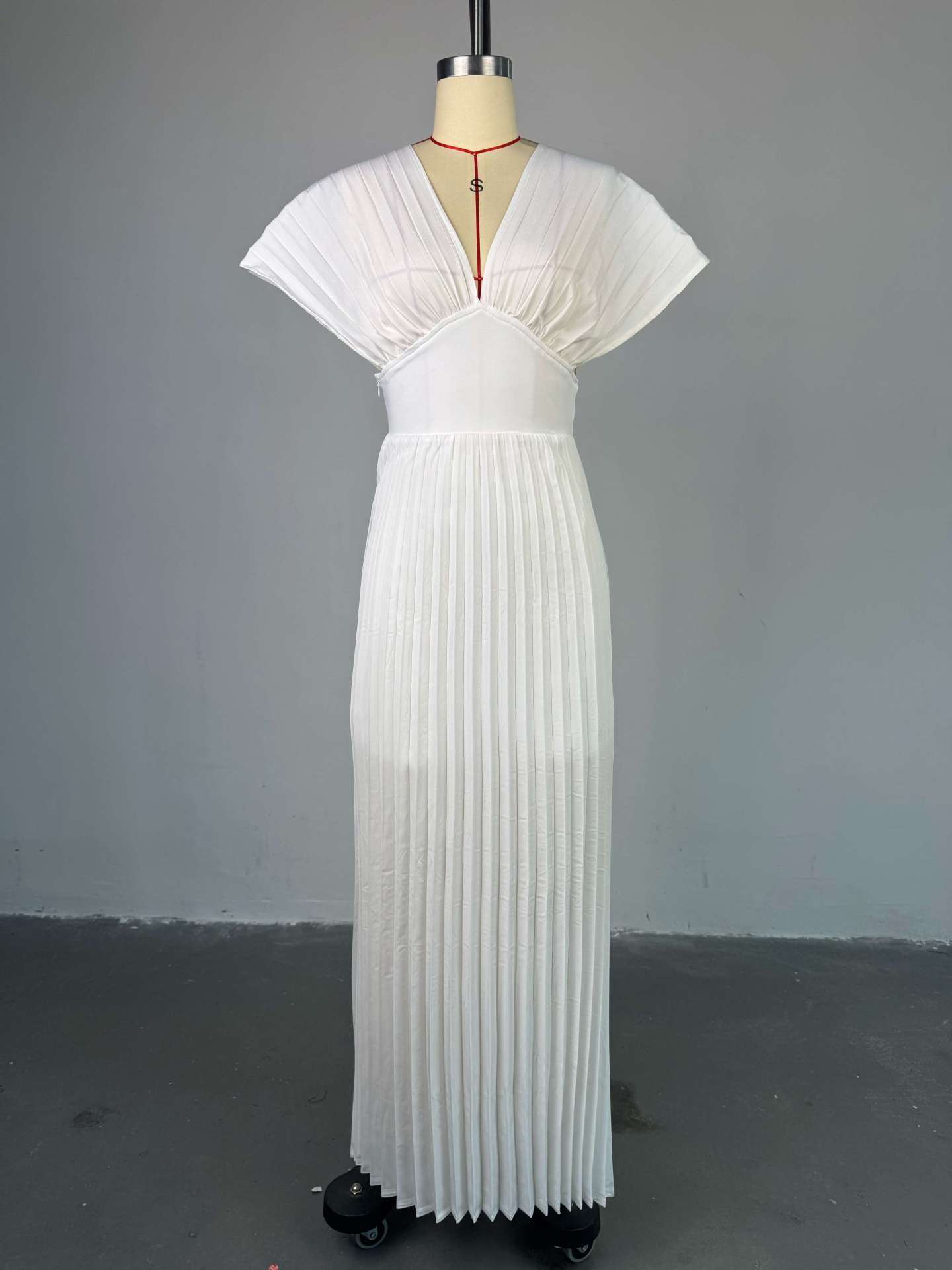 Pleated Maxi Dress with  Back Tie Detail image 1