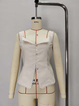 Crochet-Trim Button-Front Top image 3