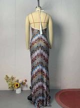 Zigzag Pattern Halter Maxi Dress image 7