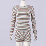 Striped Long Sleeve T-Shirt & Shorts Set image 2