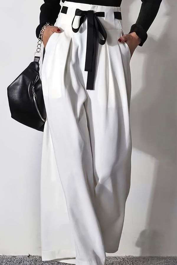 Wide-Leg Trousers with Belt image 0