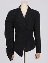 Black Unusual Pleated Blazer image 3