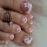 Floral 3D Pedicure with French Tip Design image 1