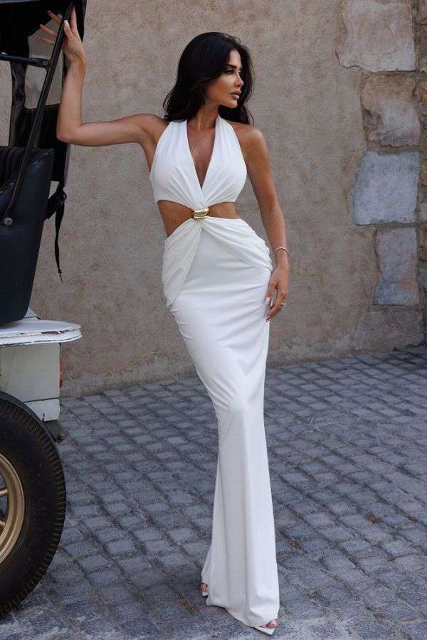 Cut-Out Maxi Dress with Ring Detail image 1
