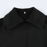 Turndown Collar Zipper Drawstring Crop Top and Pant set image 5