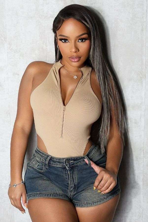 Sleeveless Zip-Front Bodysuit image 0