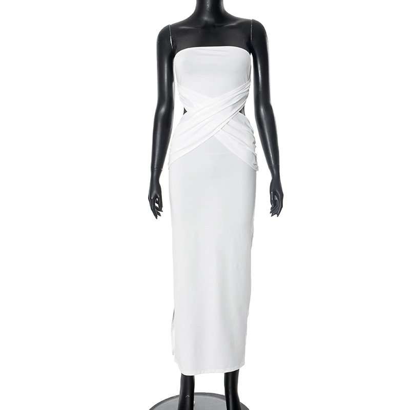 Elegant White Strapless Cutout Gown image 2