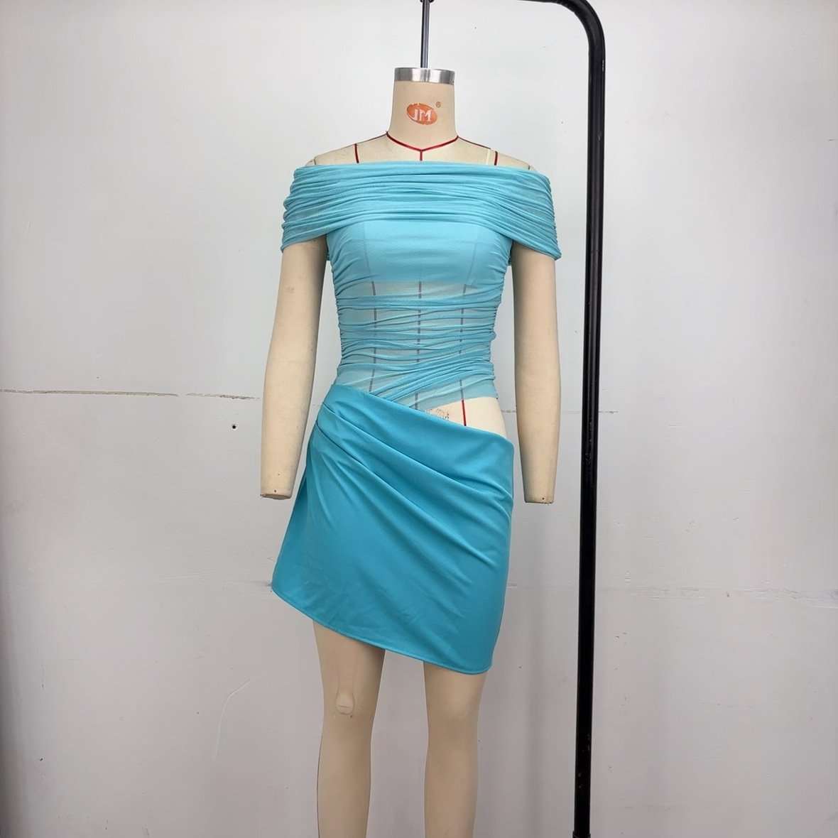 Ruched Mini Dress with Asymmetrical Draping image 7