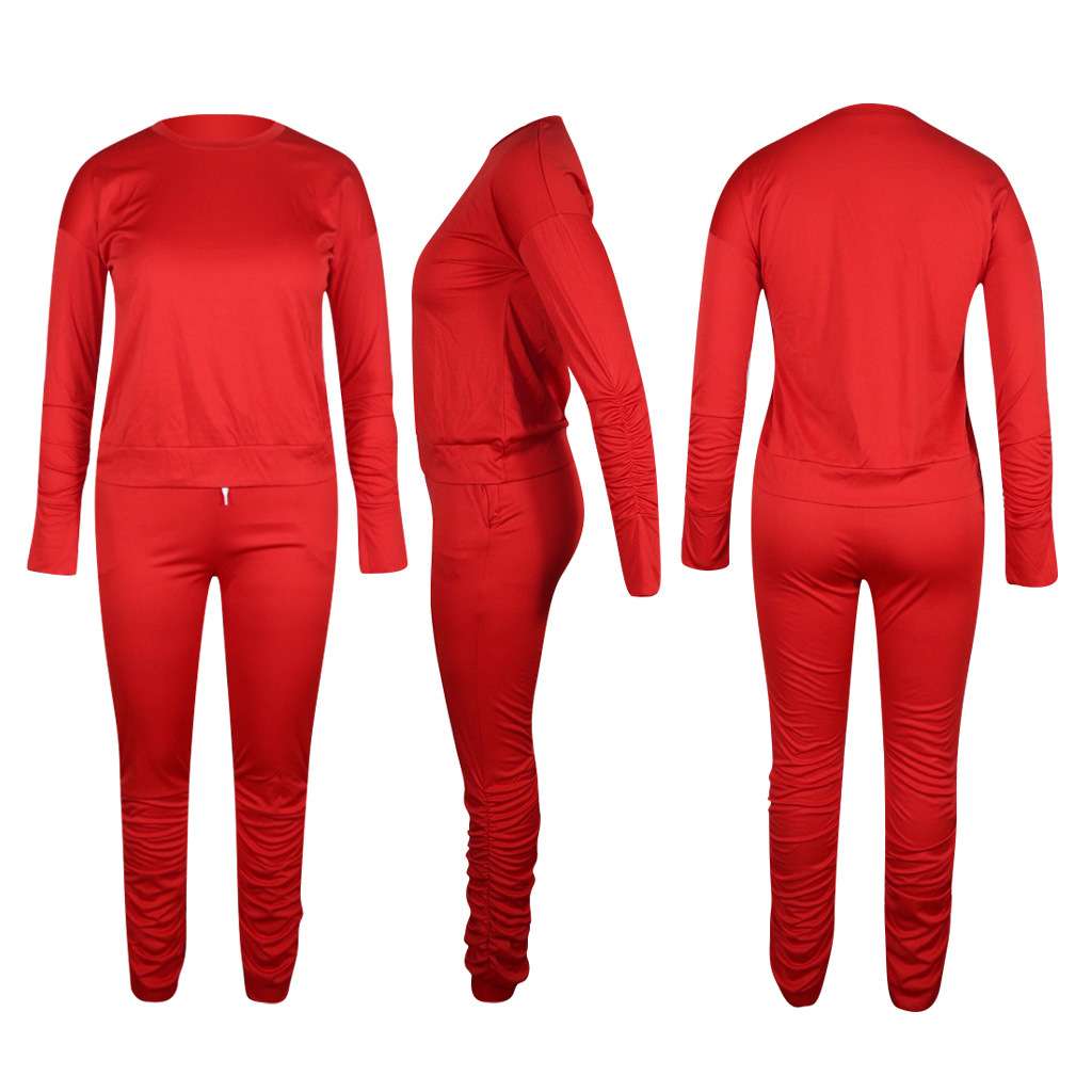 Sweatsuit Solid Color Pullover Fitness Outfits image 4