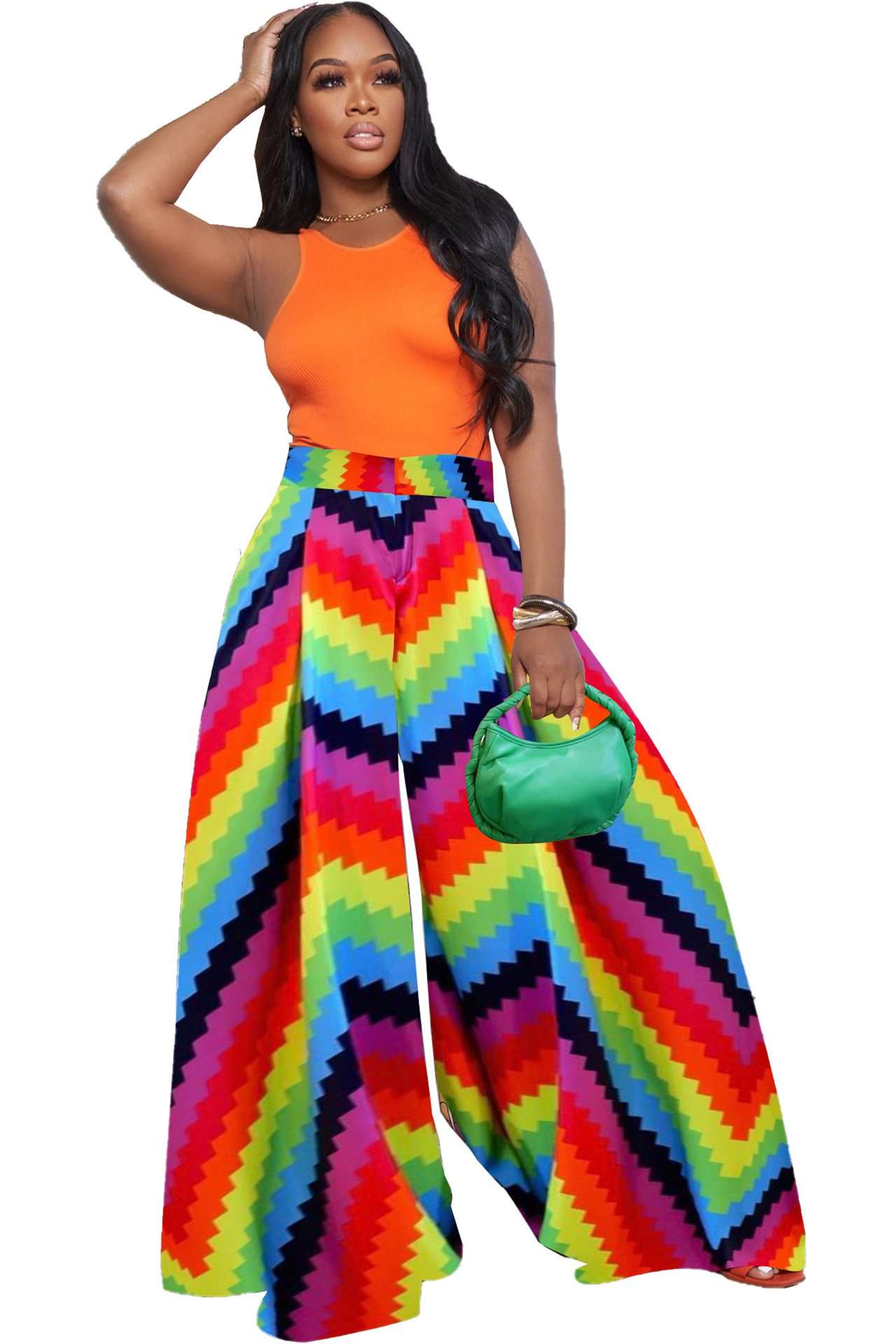 Casual Print Loose Wide Leg Lounge Pant - L image