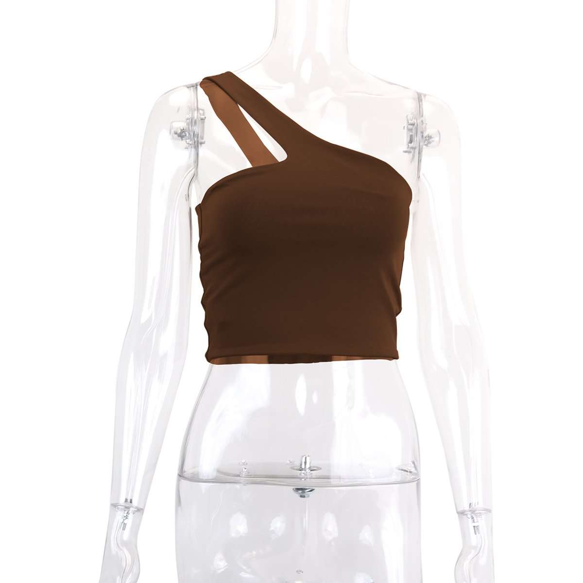 One-Shoulder Fitted Crop Top image 5