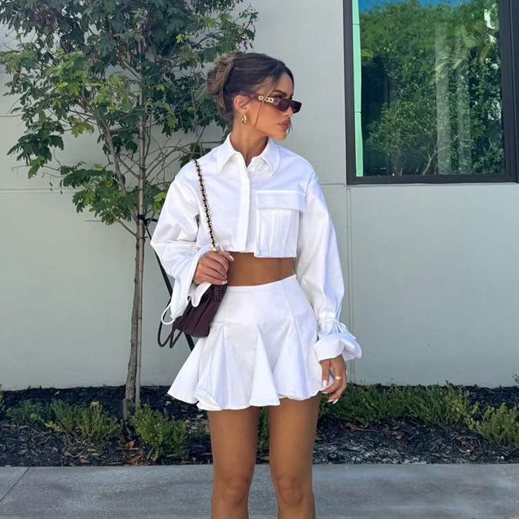 Cropped Shirt and Flared Mini Skirt Set image 1