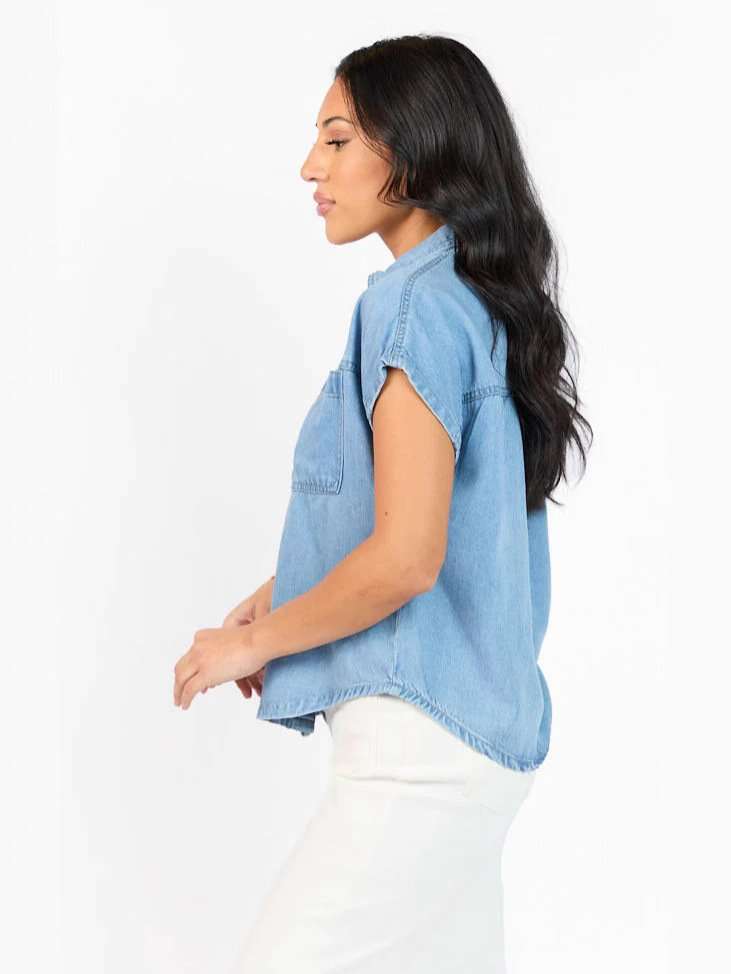 Women's Light Wash Button-Up Shirt image 4
