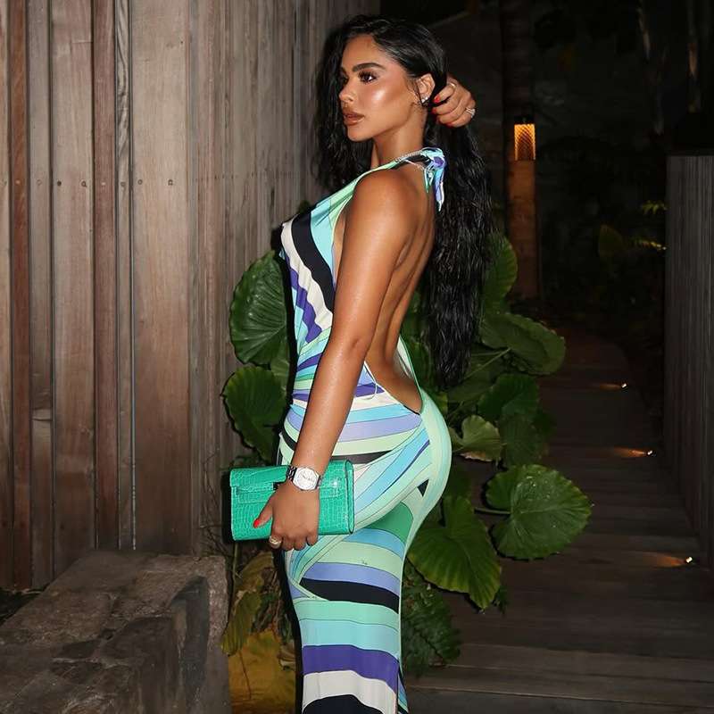 Vibrant Multi-Colored Striped Maxi Dress image 2