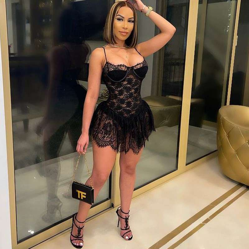 Corset Dress with Sheer Skirt image 10