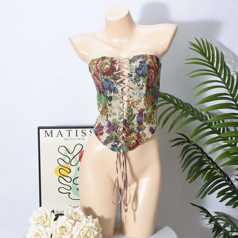 Drawstring Floral Corset image 2