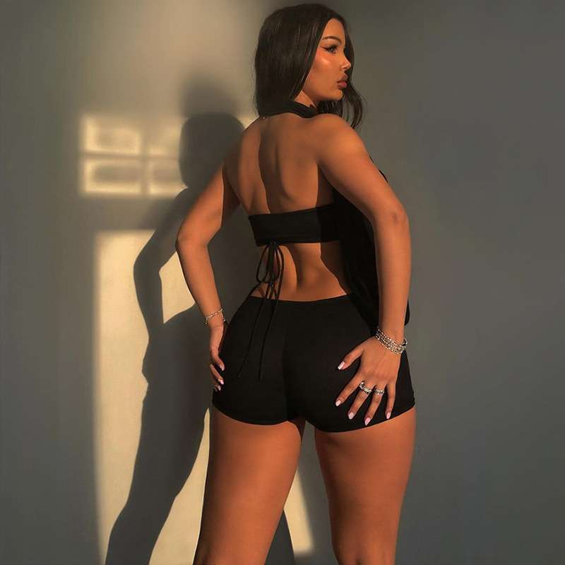 Sleeveless Halter Top & Shorts Set image 2