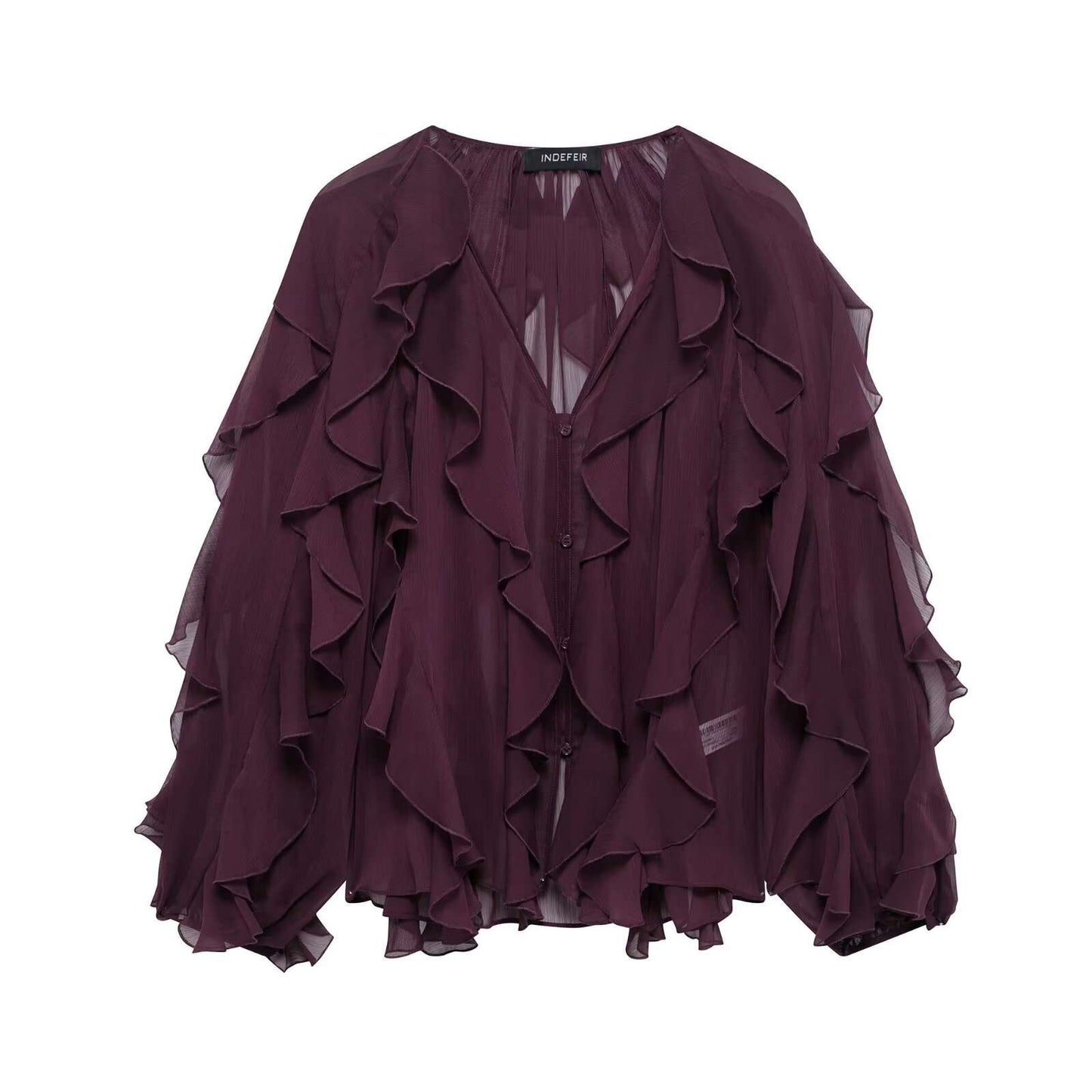 Elegant Ruffled Sheer Blouse image 4