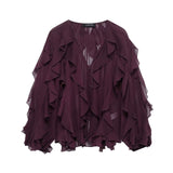 Elegant Ruffled Sheer Blouse image 4